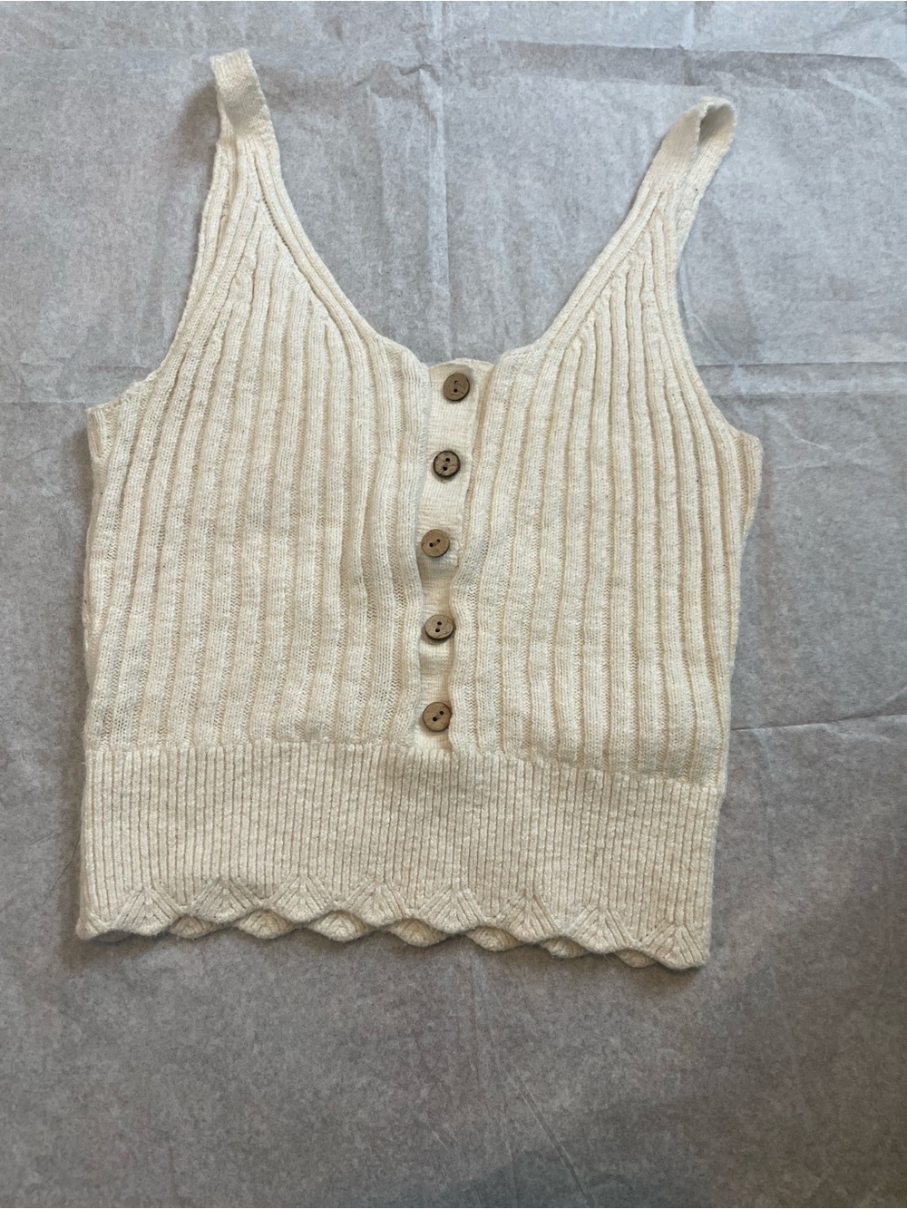 Abercrombie & Fitch Cream Ribbed Button-Front Camisole